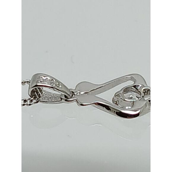 .925 Sterling Silver Simulated Diamond Pendant Necklace Minimalist Petite - Picture 9 of 14